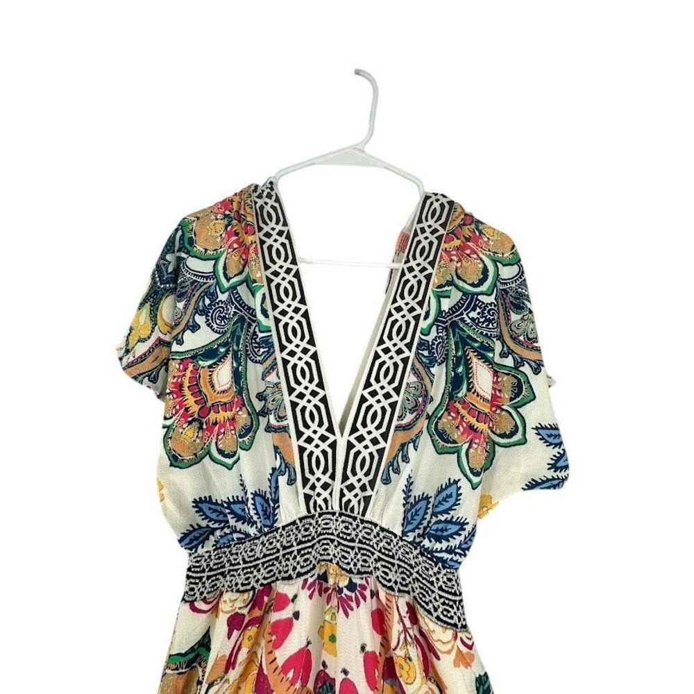 Flying Tomato High Low Maxi Dress Womens Sz M Multicolor Excellent Paisley Boho - Picture 2 of 9